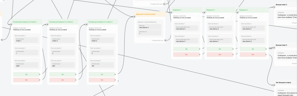 Настройка условий в викторине